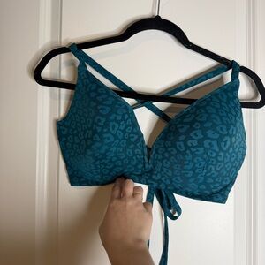 Teal Leopard Print Strappy Bra - Women Intimates